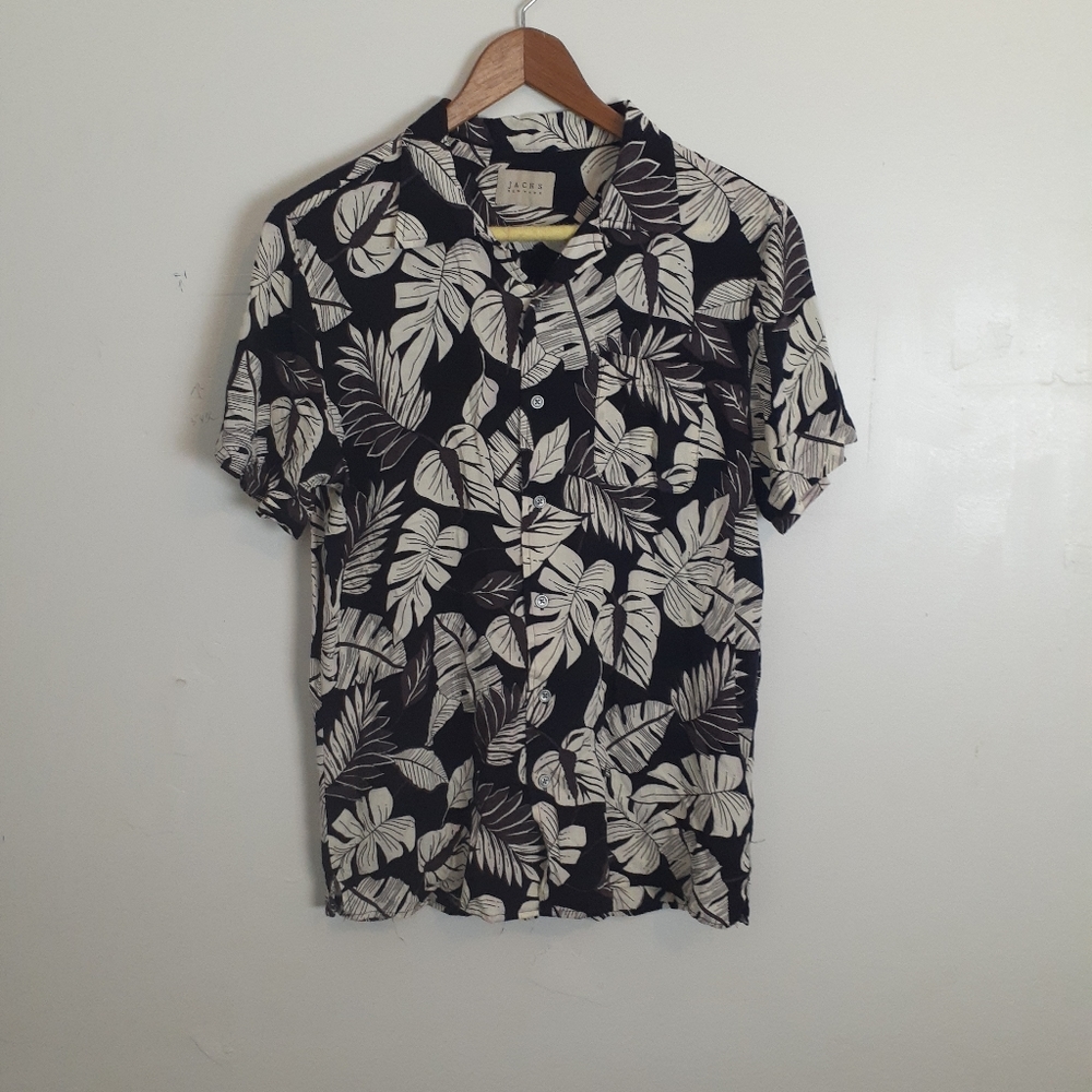 Jachs New York Hawaiian Shirt Button Up Short Sleeved 100% Rayon Tropical
